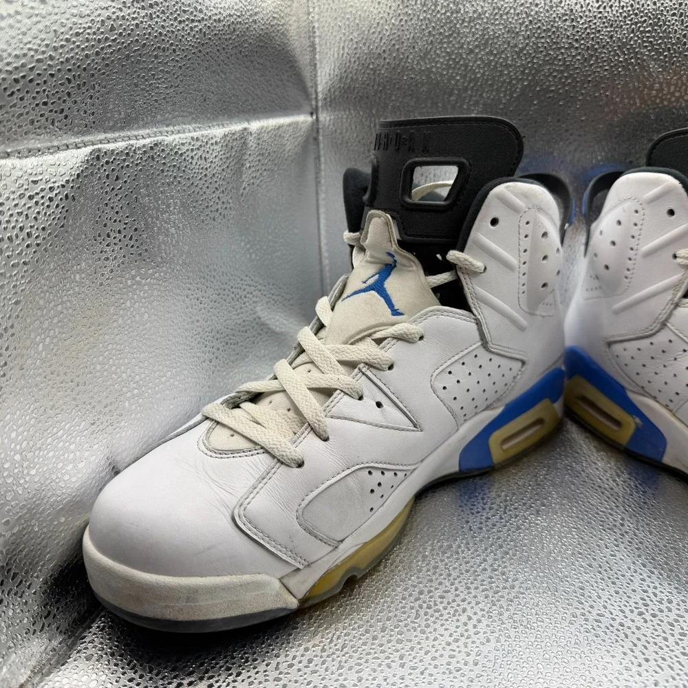 Size‎ 12 Air Jordan 6 Retro 2014 White/Sport Blue-Black Mens Shoes 384664-107